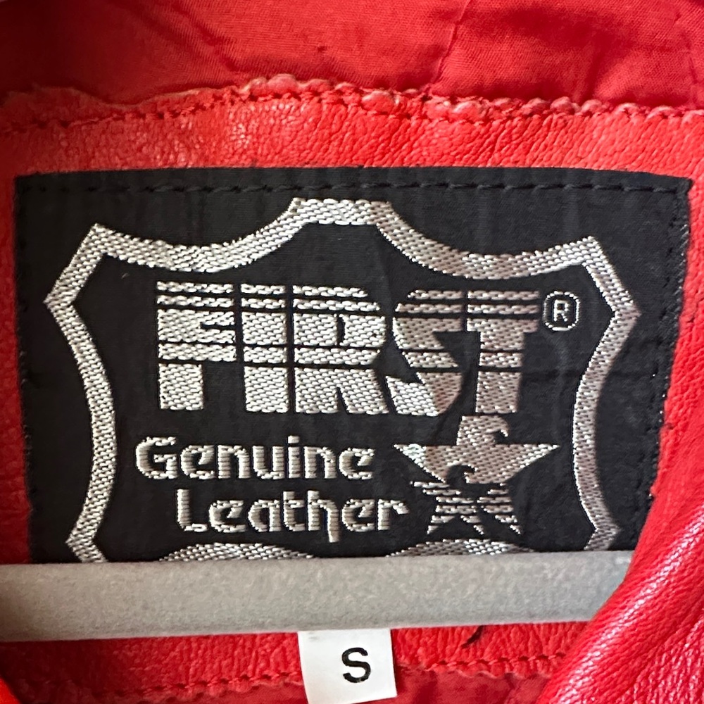 *Vintage* Rare Find Red Leather Biker Jacket by First Brand - Picture 2 of 6